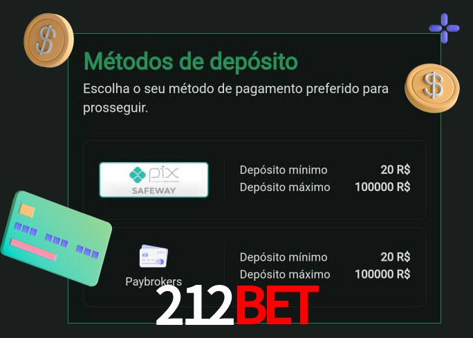 O cassino 212Bet oferece uma grande variedade de métodos de pagamento